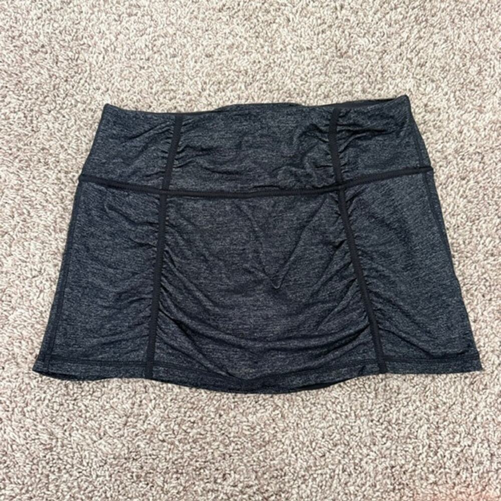 Athleta Hatha Yoga Skort Black Charcoal Heather Loop Drawstring Women's Medium